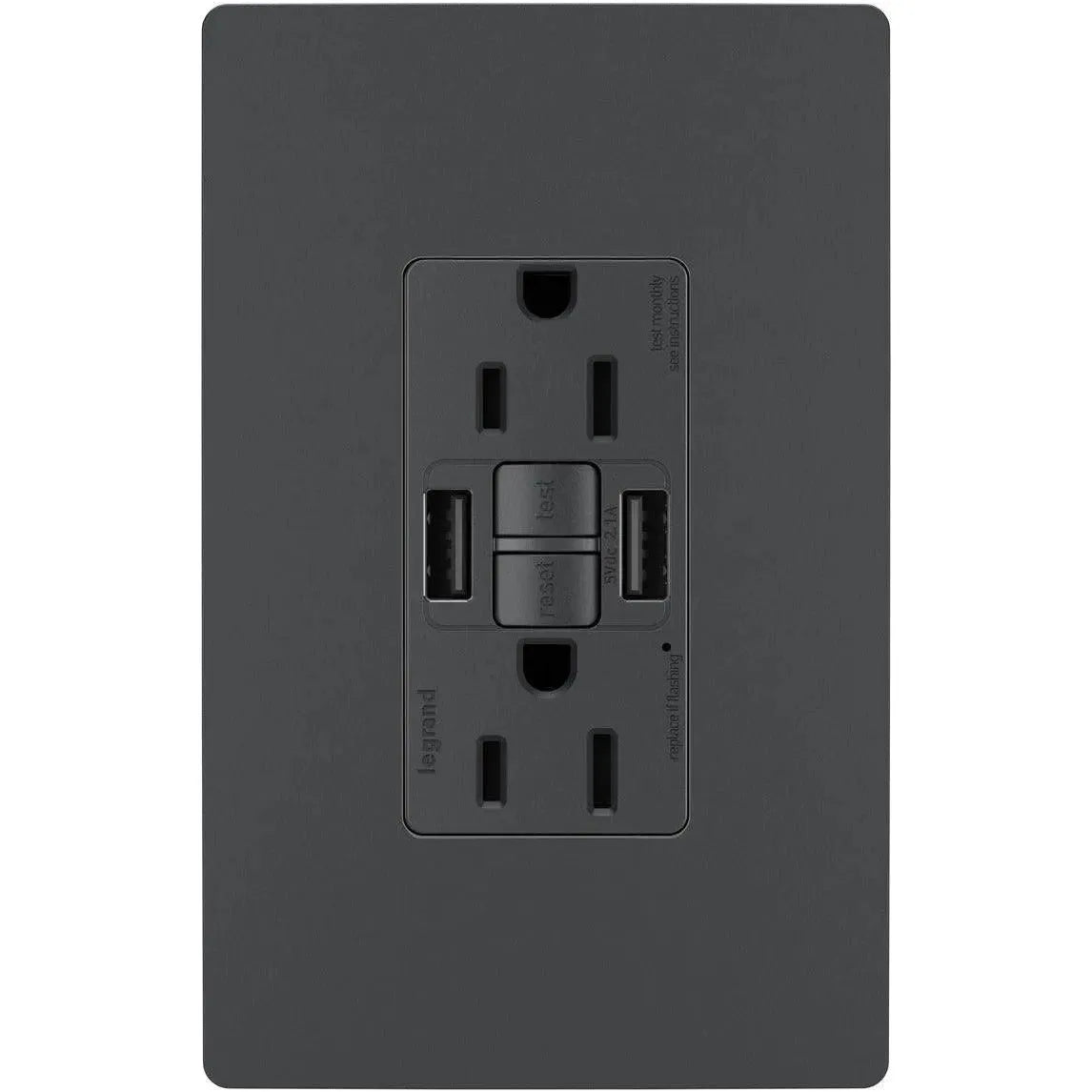 Legrand Radiant - radiant® 15A Tamper Resistant Self Test GFCI USB Type AA Outlet - 1597TRUSBAAW | Montreal Lighting & Hardware