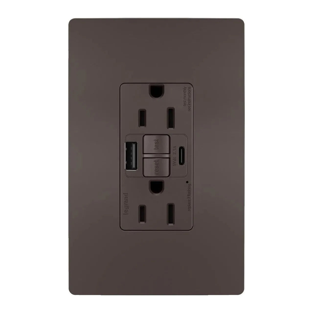 Legrand Radiant - radiant® 15A Tamper Resistant Self Test GFCI USB Type AC Outlet - 1597TRUSBAC | Montreal Lighting & Hardware