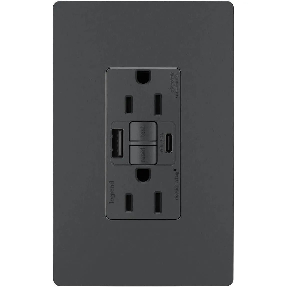 Legrand Radiant - radiant® 15A Tamper Resistant Self Test GFCI USB Type AC Outlet - 1597TRUSBACGC4 | Montreal Lighting & Hardware