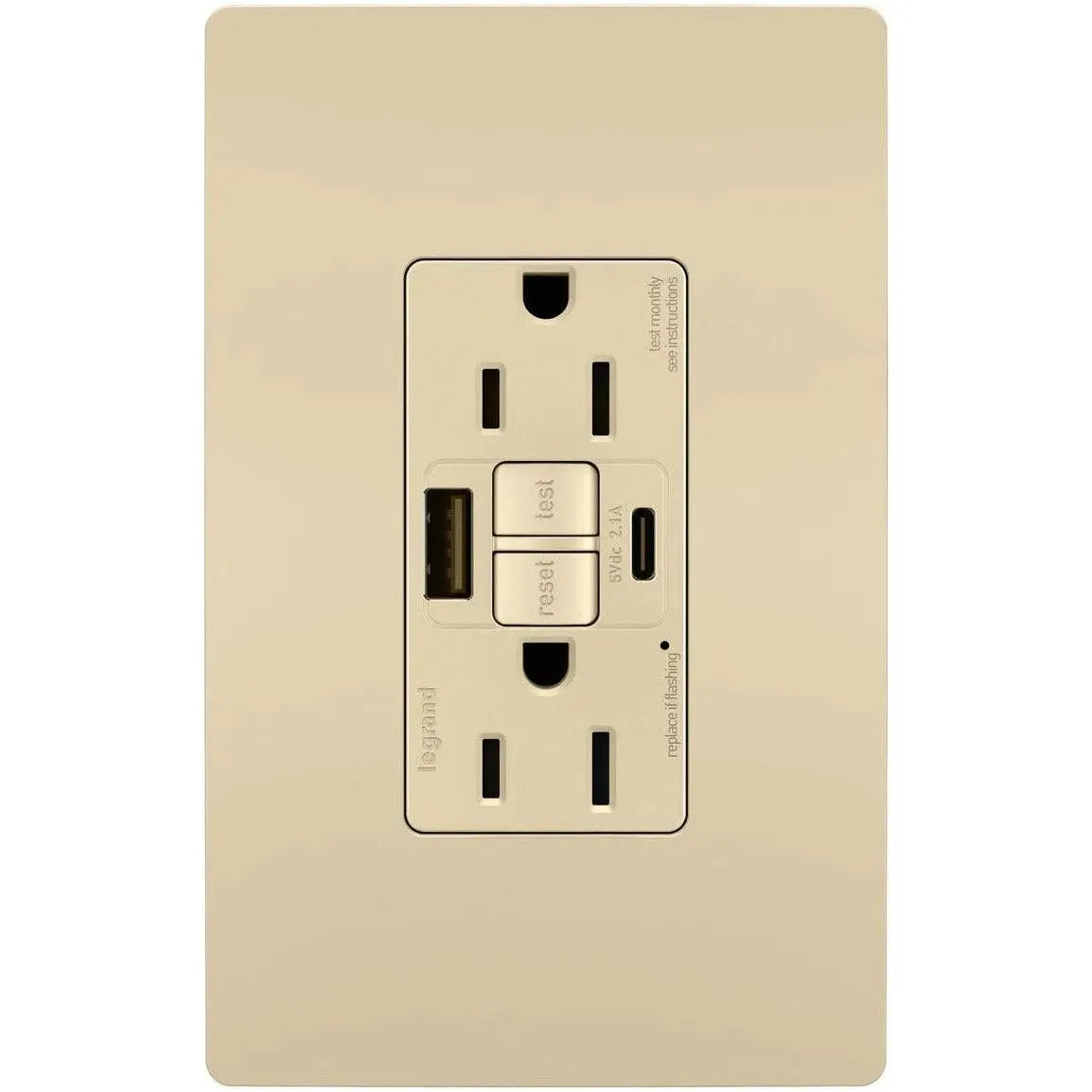 Legrand Radiant - radiant® 15A Tamper Resistant Self Test GFCI USB Type AC Outlet - 1597TRUSBACI | Montreal Lighting & Hardware