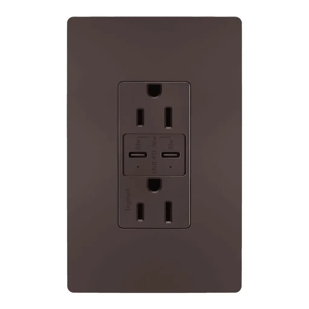 Legrand Radiant - radiant® 15A Tamper Resistant Ultra Fast PLUS Power Delivery USB Type C/C Outlet - R26USBPDDBCC6 | Montreal Lighting & Hardware