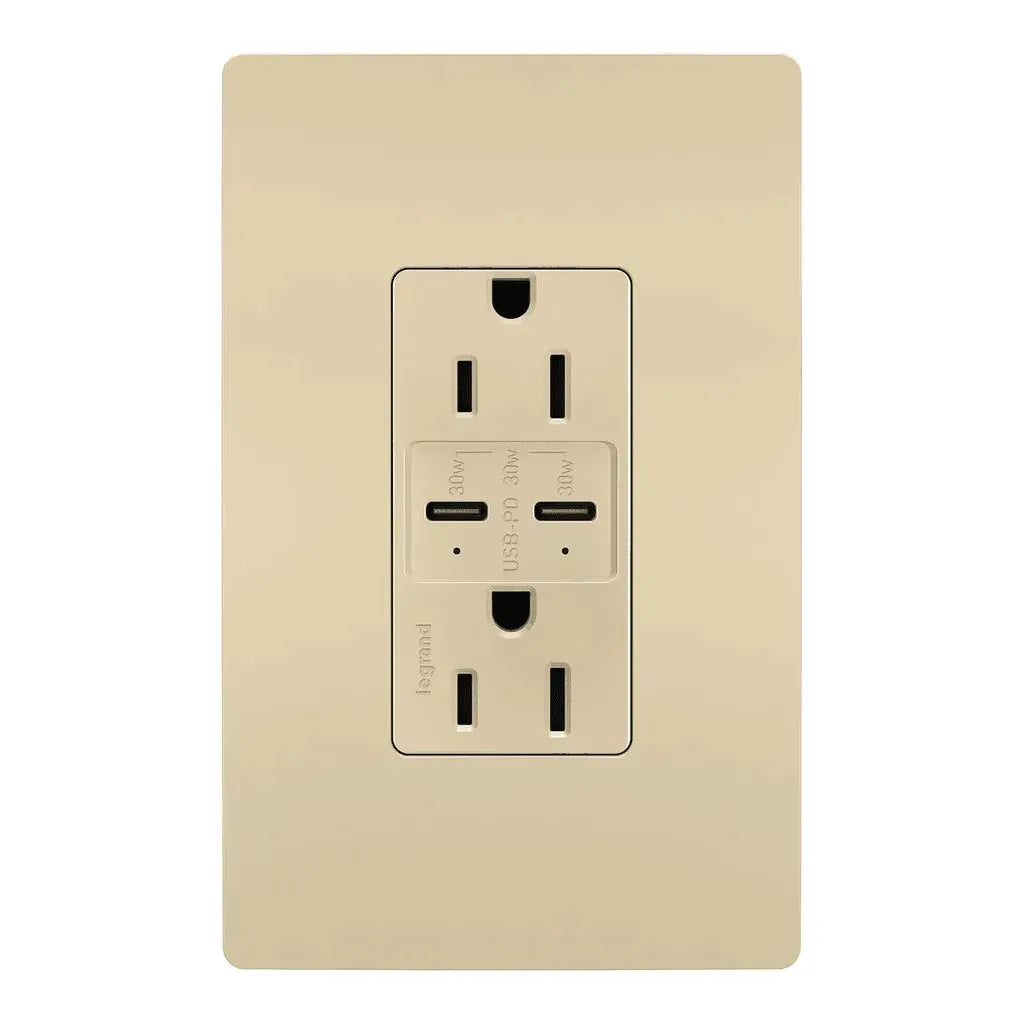 Legrand Radiant - radiant® 15A Tamper Resistant Ultra Fast PLUS Power Delivery USB Type C/C Outlet - R26USBPDI | Montreal Lighting & Hardware