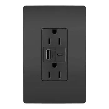 Legrand Radiant - radiant® 15A Tamper Resistant Ultra Fast USB Type A/C Outlet - R26USBAC6BK | Montreal Lighting & Hardware