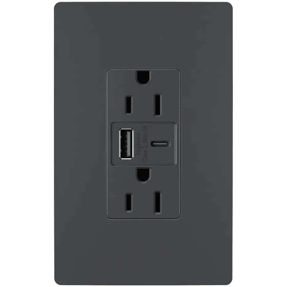 Legrand Radiant - radiant® 15A Tamper Resistant Ultra Fast USB Type A/C Outlet - R26USBAC6G | Montreal Lighting & Hardware