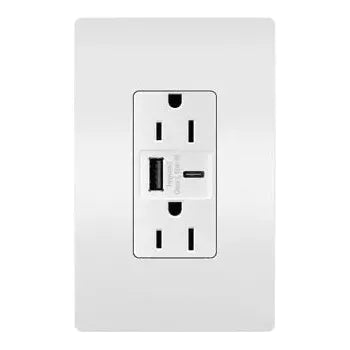 Legrand Radiant - radiant® 15A Tamper Resistant Ultra Fast USB Type A/C Outlet - R26USBAC6W | Montreal Lighting & Hardware