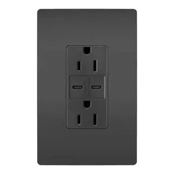Legrand Radiant - radiant® 15A Tamper Resistant Ultra Fast USB Type C/C Outlet - R26USBCC6BK | Montreal Lighting & Hardware
