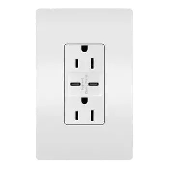 Legrand Radiant - radiant® 15A Tamper Resistant Ultra Fast USB Type C/C Outlet - R26USBCC6W | Montreal Lighting & Hardware