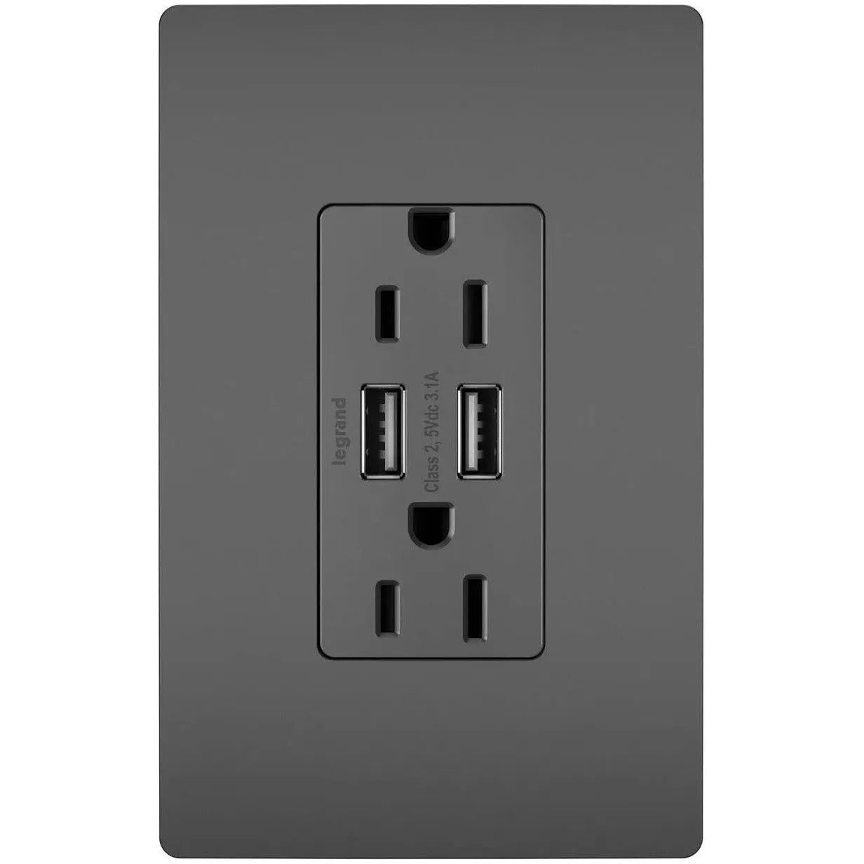 Legrand Radiant - radiant® 15A Tamper Resistant USB Outlet - TM826USBBK | Montreal Lighting & Hardware