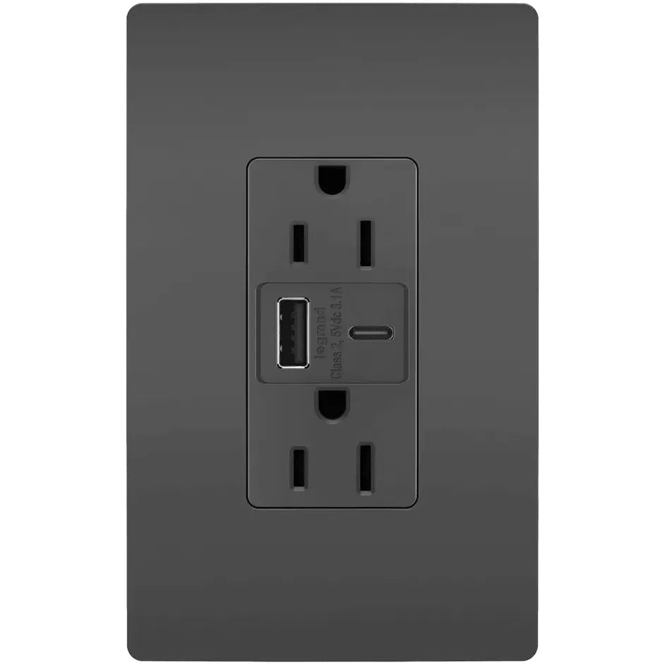 Legrand Radiant - radiant® 15A Tamper Resistant USB Type A/C Outlet - R26USBACBK | Montreal Lighting & Hardware