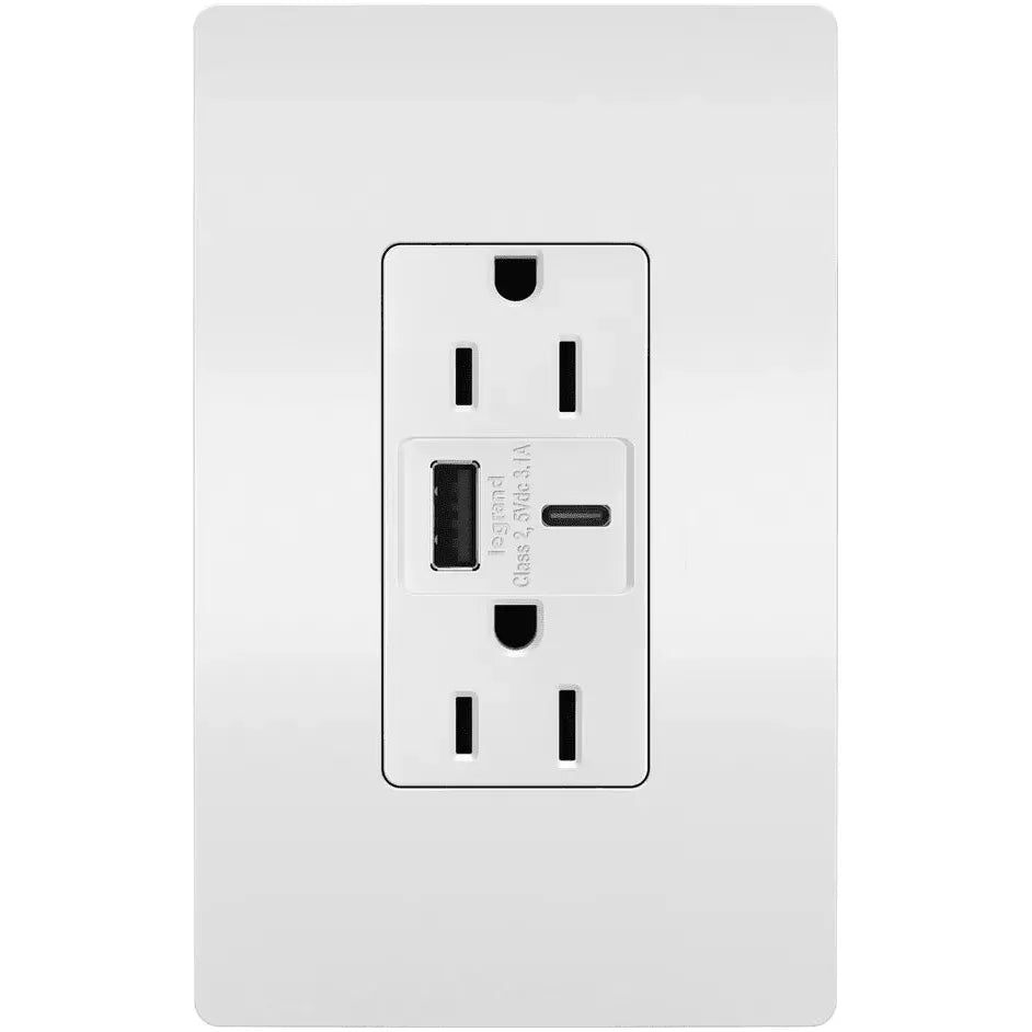 Legrand Radiant - radiant® 15A Tamper Resistant USB Type A/C Outlet - R26USBACW | Montreal Lighting & Hardware
