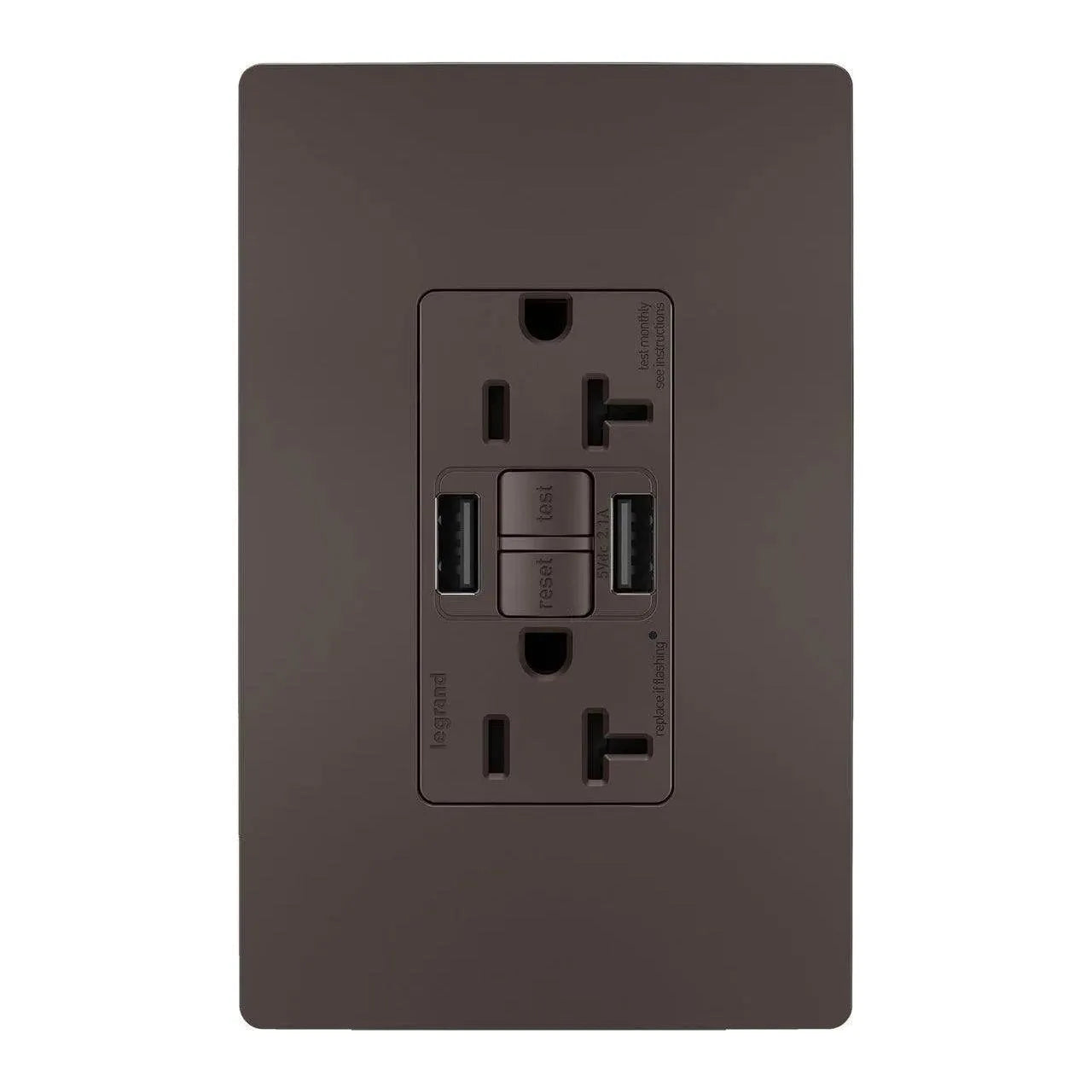 Legrand Radiant - radiant® 20A Tamper Resistant Self Test GFCI USB Type A/A Outlet - 2097TRUSBAA | Montreal Lighting & Hardware