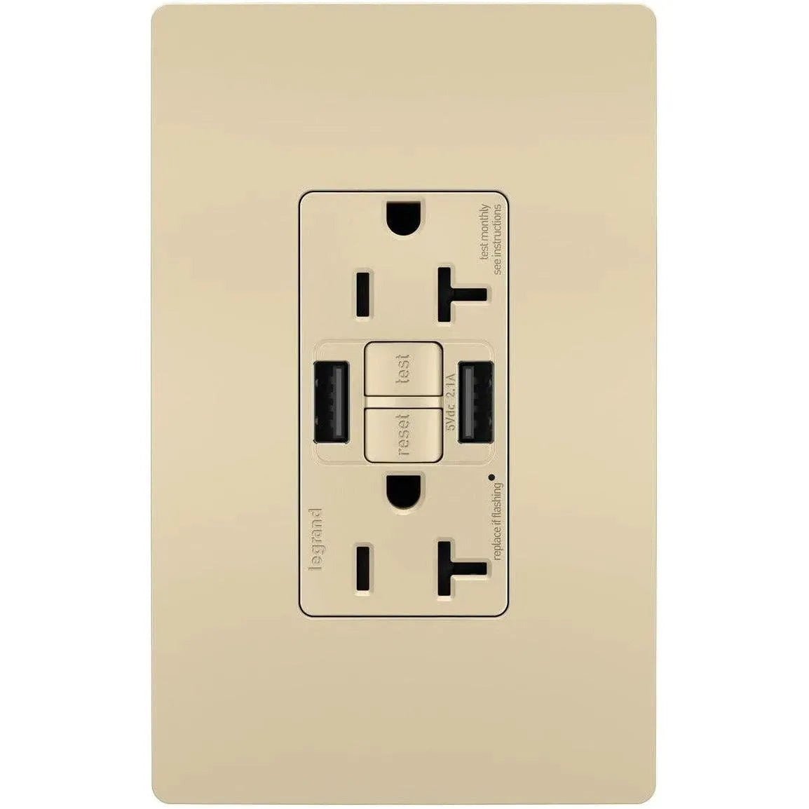 Legrand Radiant - radiant® 20A Tamper Resistant Self Test GFCI USB Type A/A Outlet - 2097TRUSBAAI | Montreal Lighting & Hardware