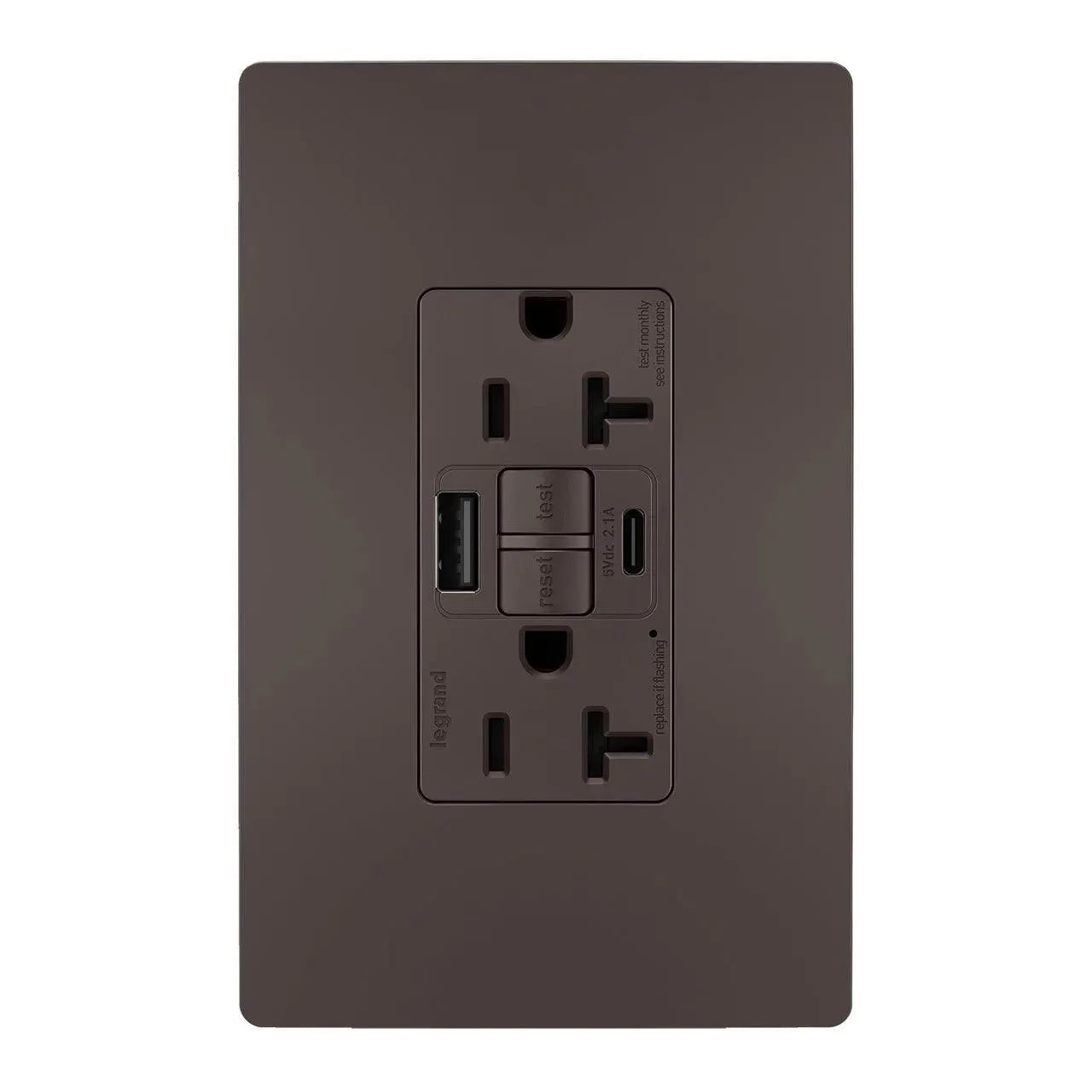 Legrand Radiant - radiant® 20A Tamper Resistant Self Test GFCI USB Type A/C Outlet - 2097TRUSBAC | Montreal Lighting & Hardware