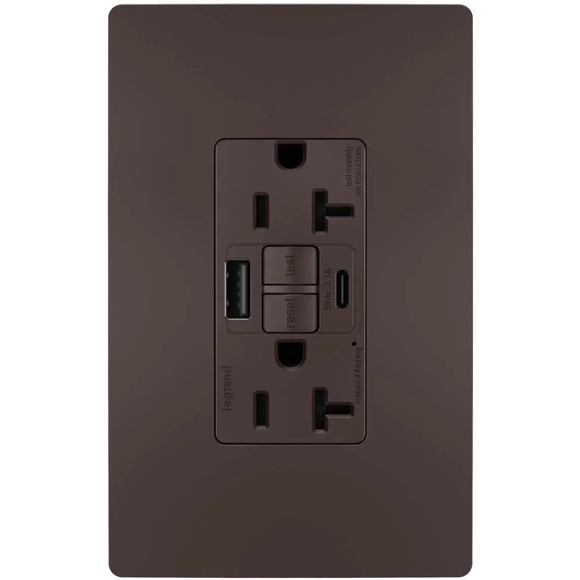 Legrand Radiant - radiant® 20A Tamper Resistant Self Test GFCI USB Type A/C Outlet - 2097TRUSBACDBC4 | Montreal Lighting & Hardware