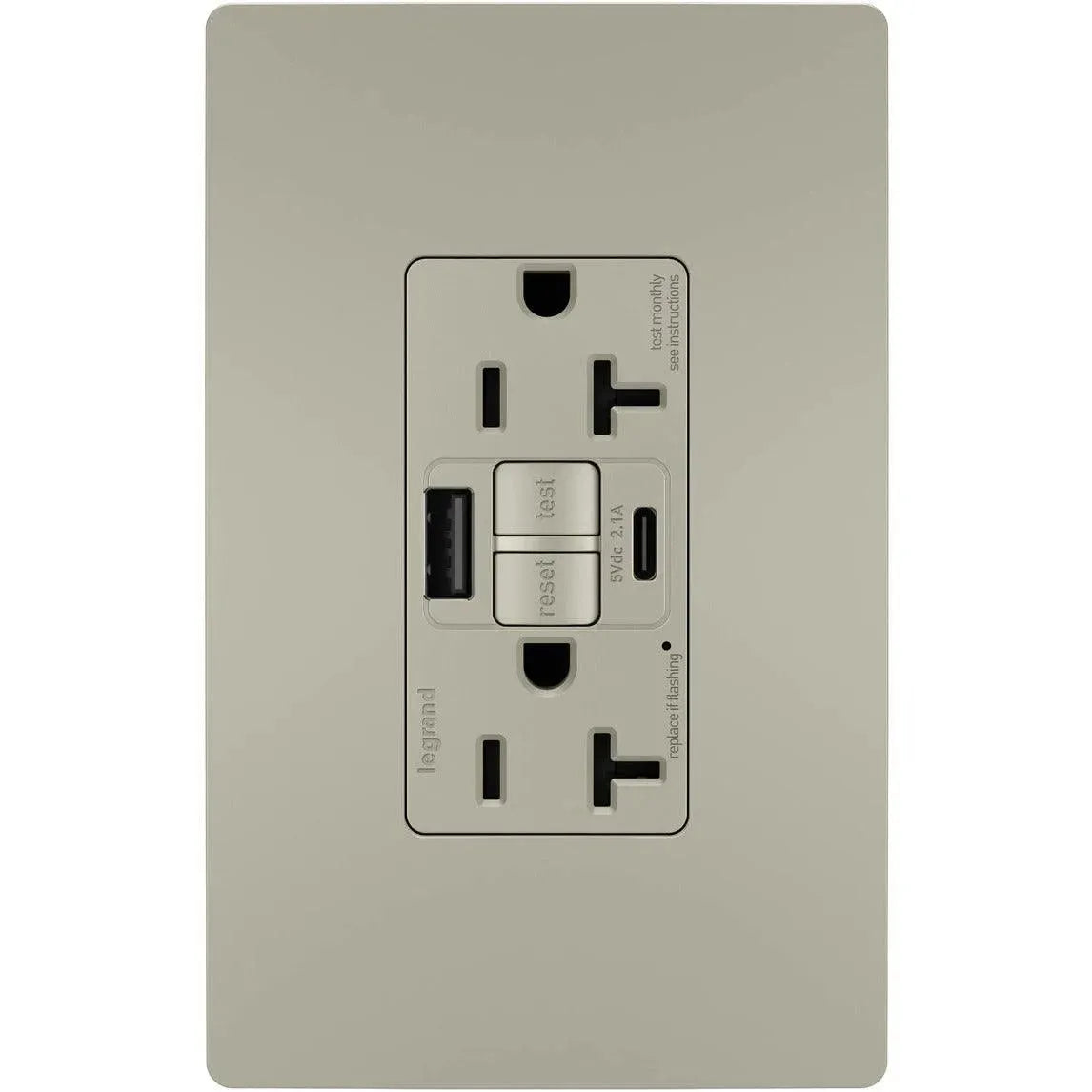 Legrand Radiant - radiant® 20A Tamper Resistant Self Test GFCI USB Type A/C Outlet - 2097TRUSBACNIC4 | Montreal Lighting & Hardware