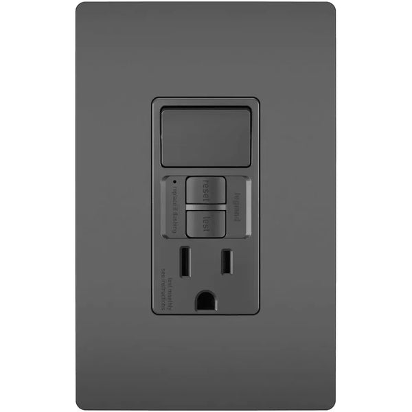 Radiant® Interrupteur unipolaire avec prise GFCI autotest inviolable