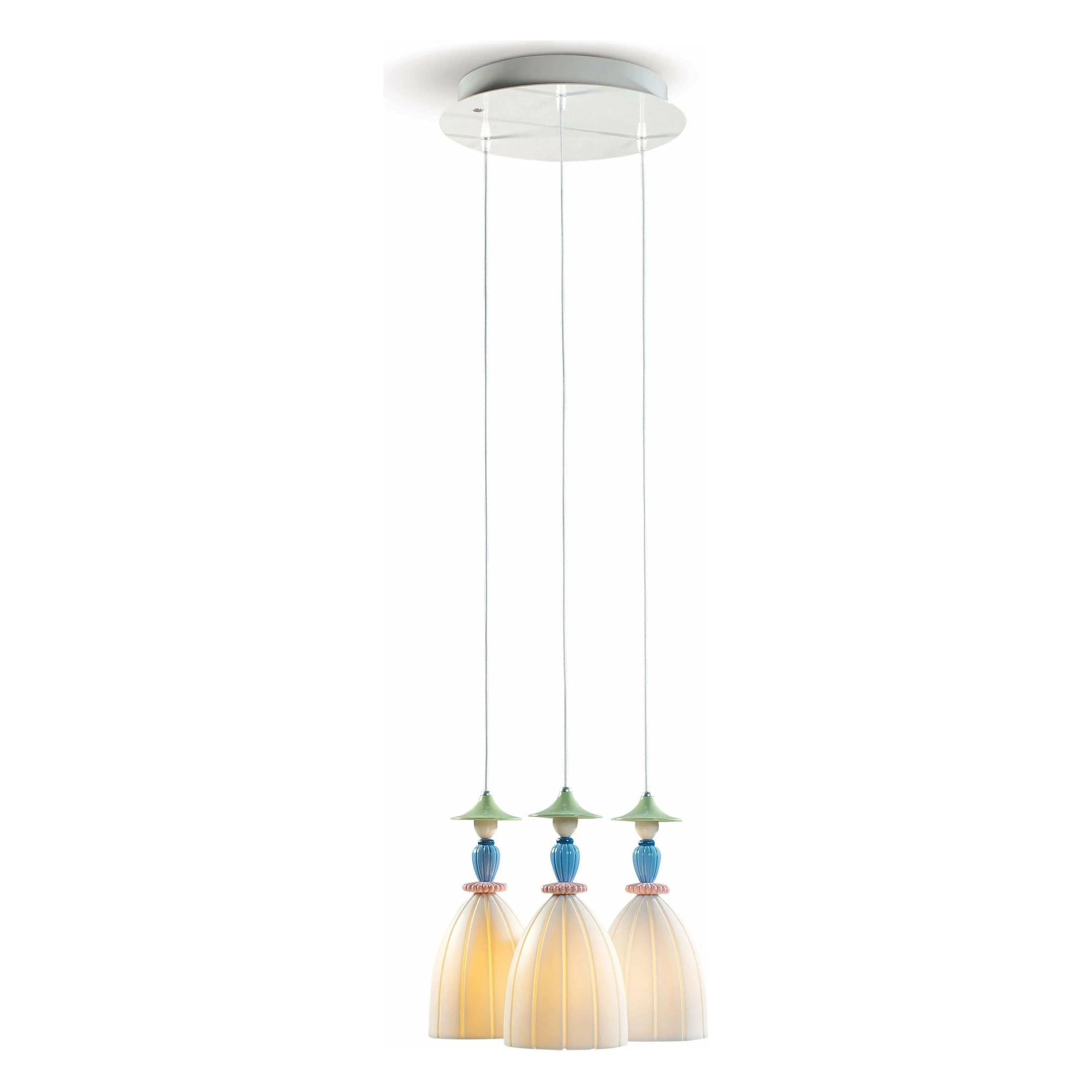 Lladro - Mademoiselle Round Canopy 3 Lights Sharing Secrets Ceiling Lamp - 01023552 | Montreal Lighting & Hardware