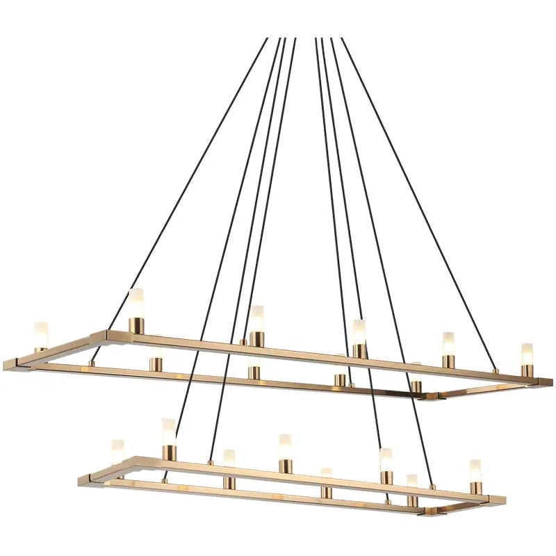 Matteo Lighting - Cascadian Rectangular Double Chandelier - C75218AG | Montreal Lighting & Hardware