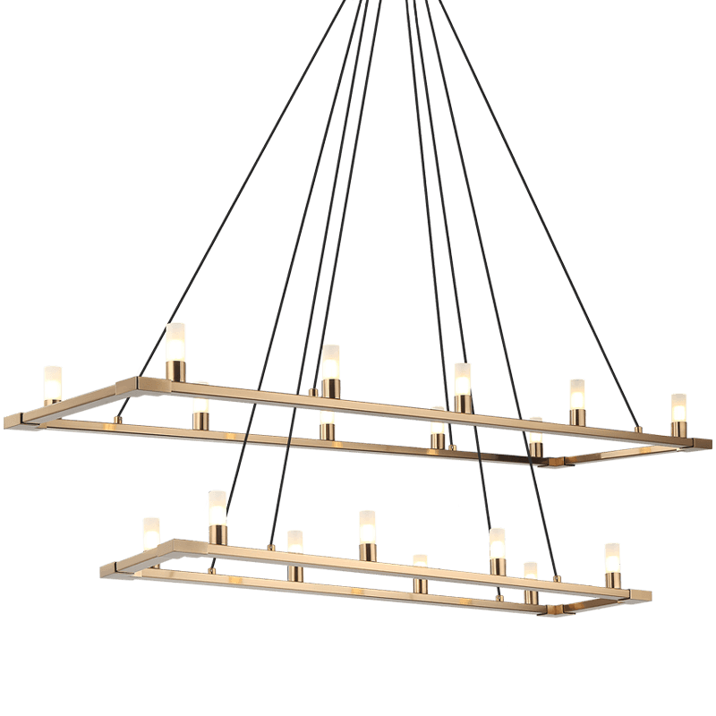 Matteo Lighting - Cascadian Rectangular Double Chandelier - C75218AG | Montreal Lighting & Hardware