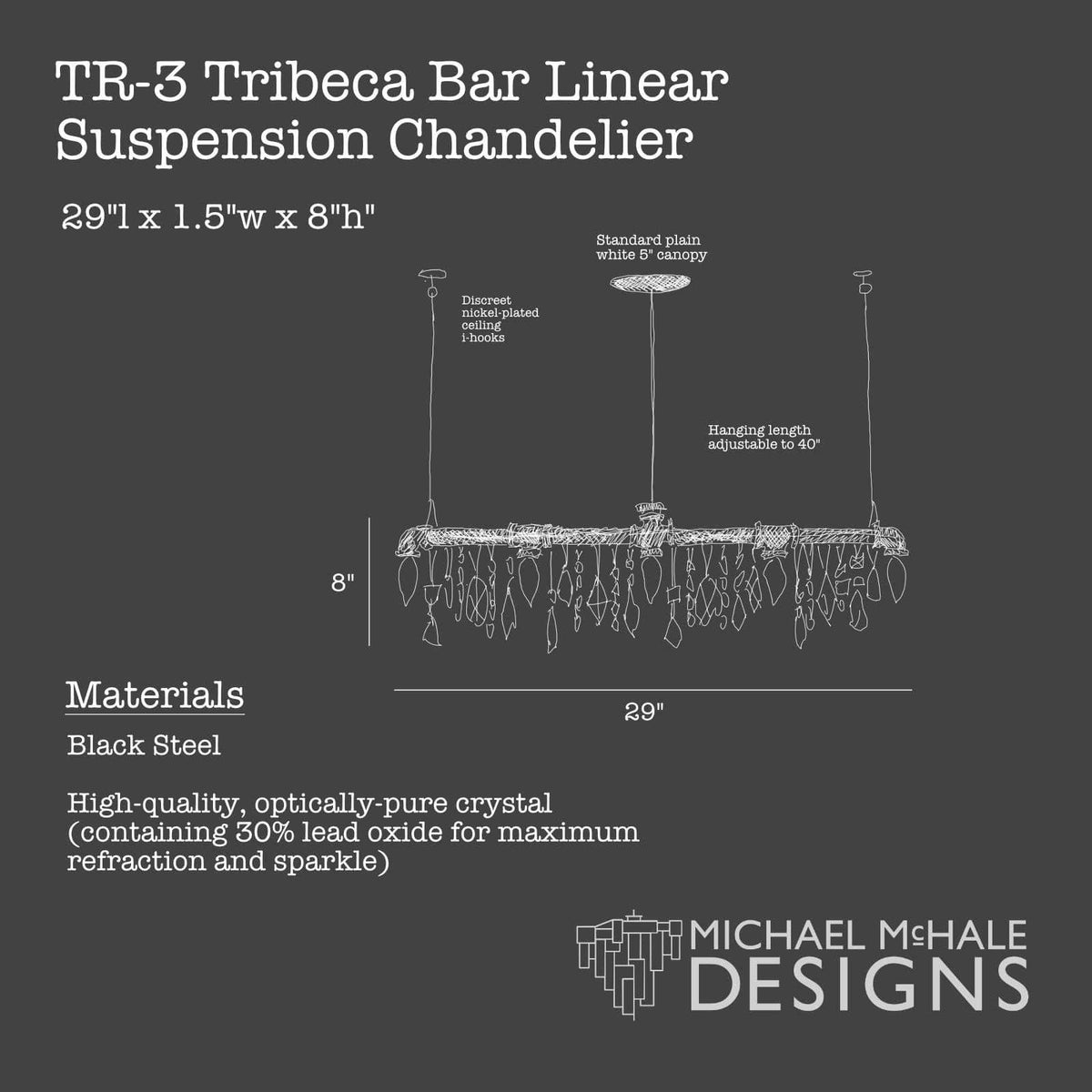 Michael Mchale Designs - Tribeca Bar Chandelier Linear Suspension - TR-3 | Montreal Lighting & Hardware