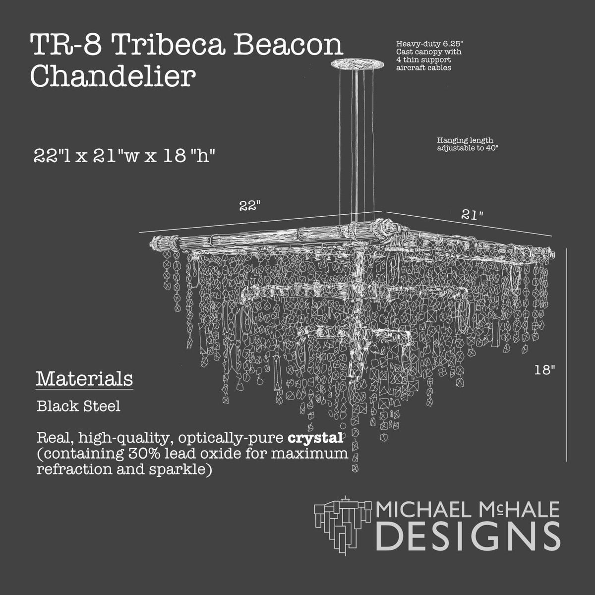 Michael Mchale Designs - Tribeca Beacon Chandelier - TR-8 | Montreal Lighting & Hardware