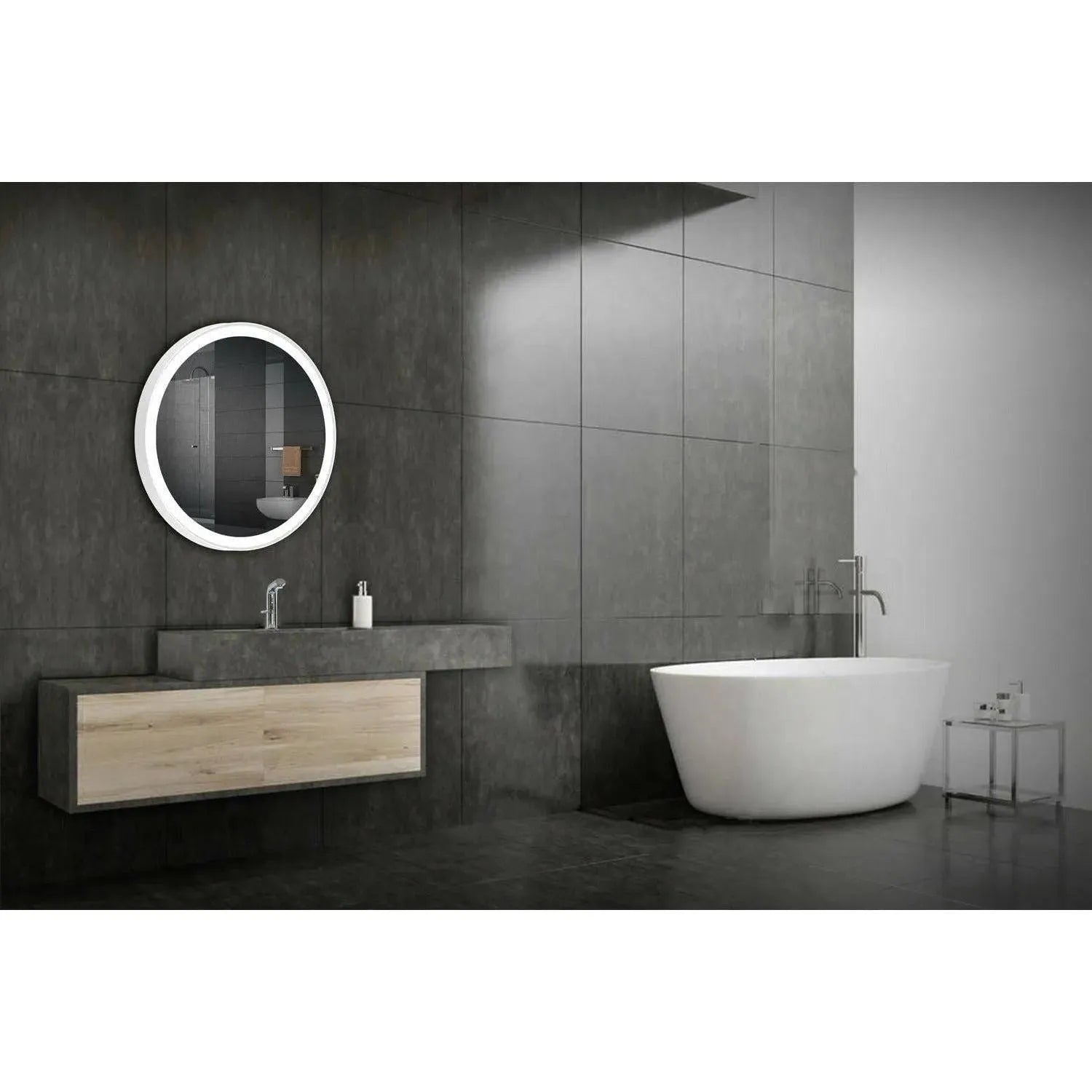 Paris Mirror - Chic Round LED Mirror - CHICR24246000-WHT | Montreal Lighting & Hardware