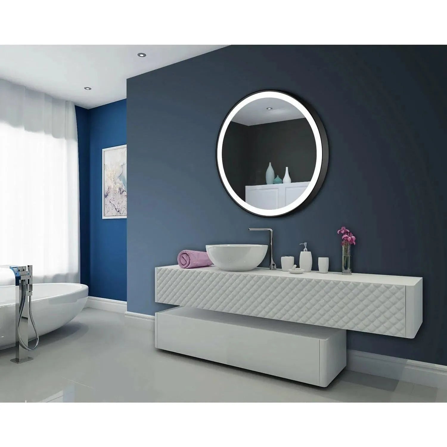 Paris Mirror - Chic Round LED Mirror - CHICR40406000-BLK | Montreal Lighting & Hardware