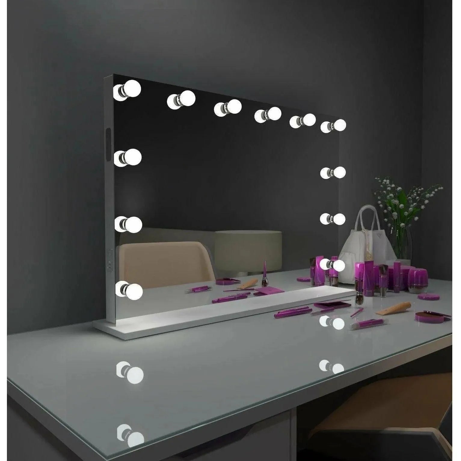 Paris Mirror - Hollywood Grace LED Mirror - HGRAC20263000-WHT | Montreal Lighting & Hardware