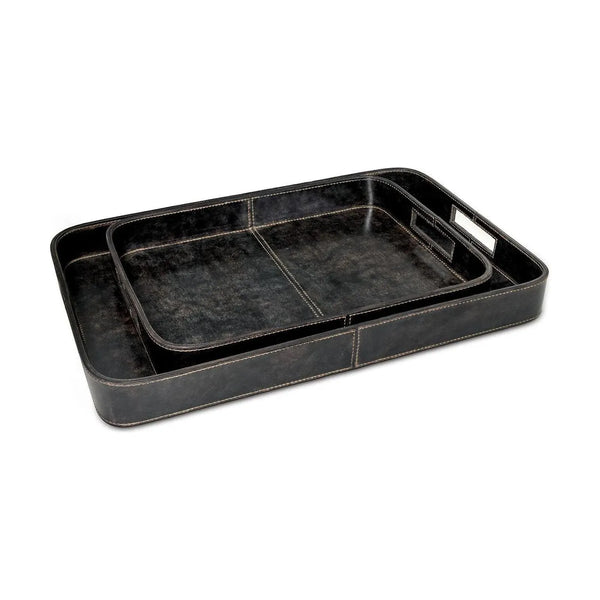 Ensemble de plateaux en cuir Derby Rectangle