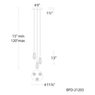 Schonbek Beyond - Hibiscus 3 Light LED Multi-Light Pendant - BPD21203-AB | Montreal Lighting & Hardware