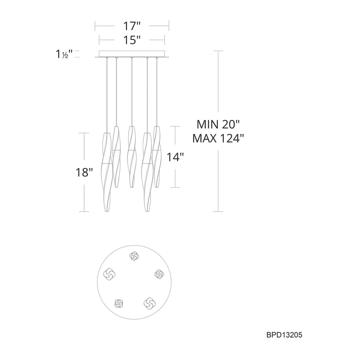 Schonbek Beyond - Kindjal 5 Light LED Multi-Light Pendant - BPD13205-AB | Montreal Lighting & Hardware