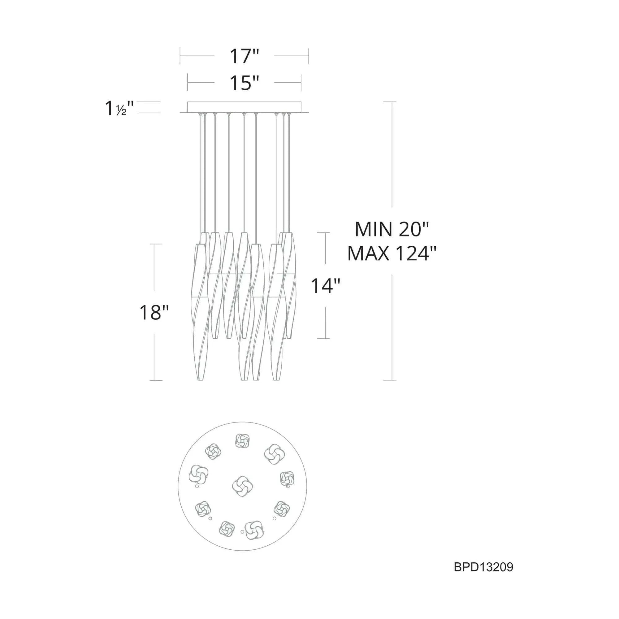 Schonbek Beyond - Kindjal 9 Light LED Multi-Light Pendant - BPD13209-AB | Montreal Lighting & Hardware